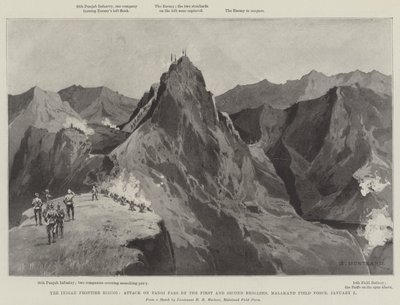 De Indiase Grensopstand, Aanval op Tangi Pass door de Eerste en Tweede Brigades, Malakand Veldmacht, 7 januari door Charles Auguste Loye